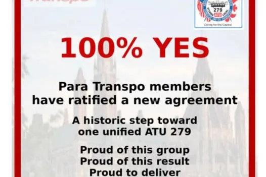 Para Transpo members have ratified a new agreement